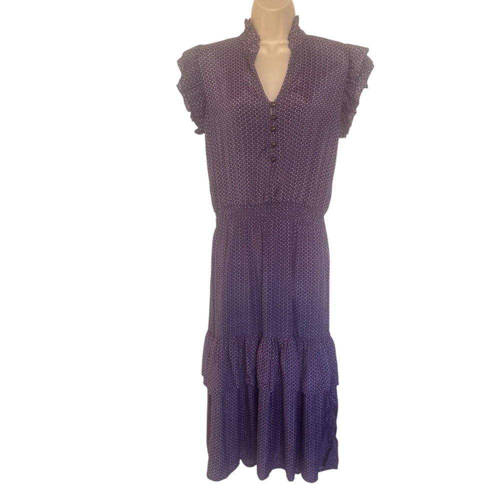 Perry Walker Collective Women’s Cornelia Blue Pink Midi Dress Size 2